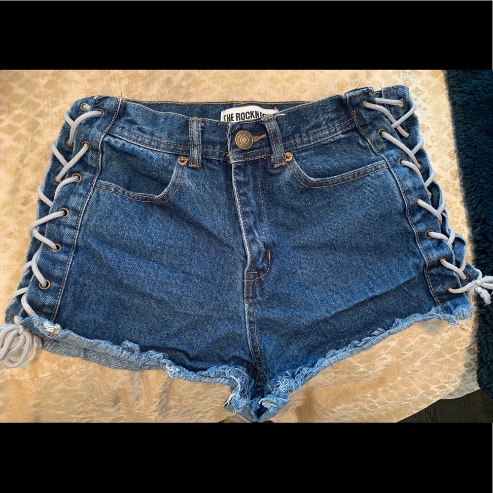 Lace up Jean shorts